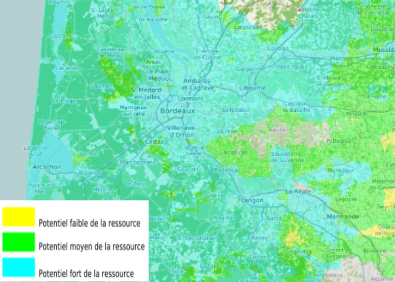 Extrait de la carte du potentiel géothermique (www.geothermies.fr) Image